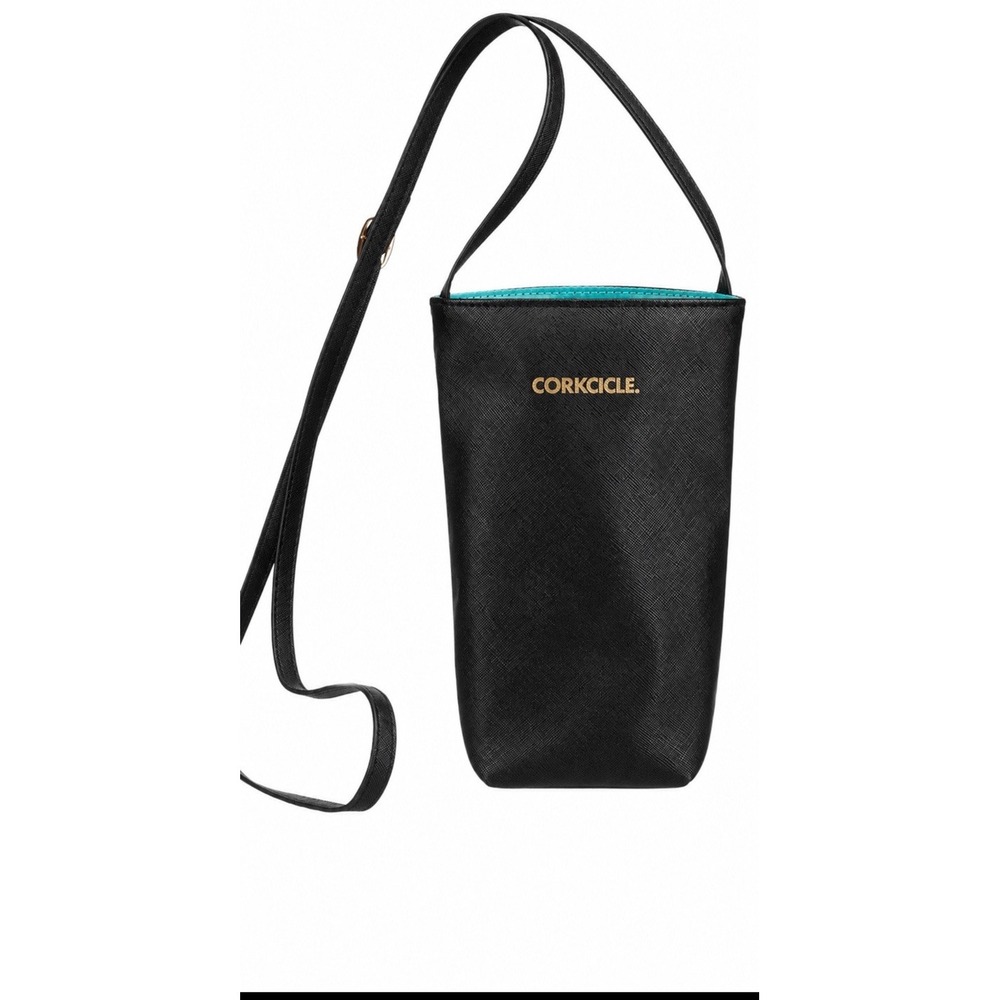 Corkcicle Black Carry Crossbody Sling Bag Vegan Leather Water Bottle Bag NEW